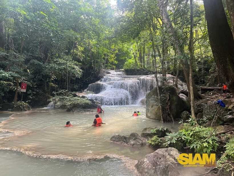 Erawan Waterfall, River Kwai & Railway Tour : From Bangkok - Entering Erawan National Park