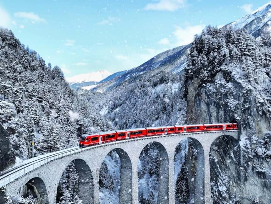 From Milan: Lake Como and Bernina Train Day Trip - Boarding the Bernina red train in second class