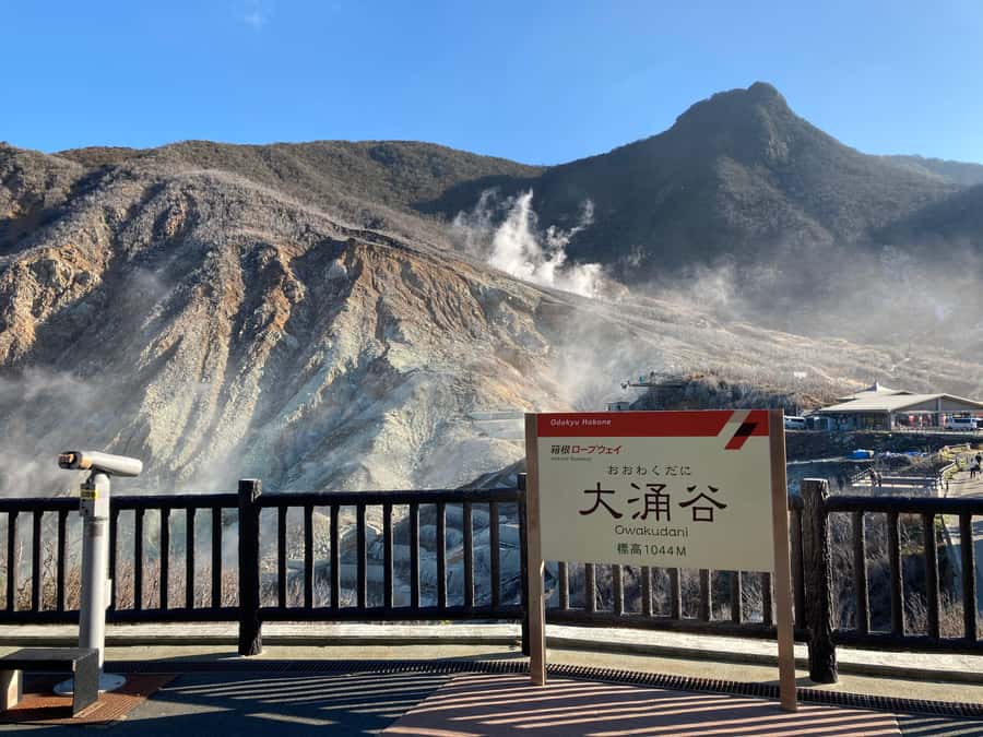 Hakone: Train Pass with Unlimited Rides & Activity Discounts - The cable car and the volcanic valley at Owakudani