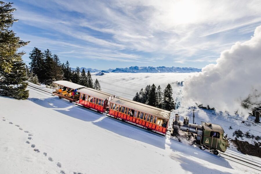 Lucerne: Boat Trip, Mount Rigi Train, & Mineral Baths Ticket - The cogwheel railway up Mount Rigi