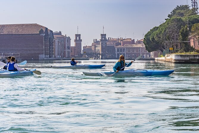 Venice Beginner's Kayak Tour: train & visit the Medieval Arsenal - Paddling Through Castello Toward the Medieval Arsenal